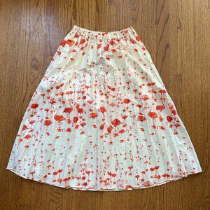 J.Crew Pleated Midi Skirt in Flamingo Print